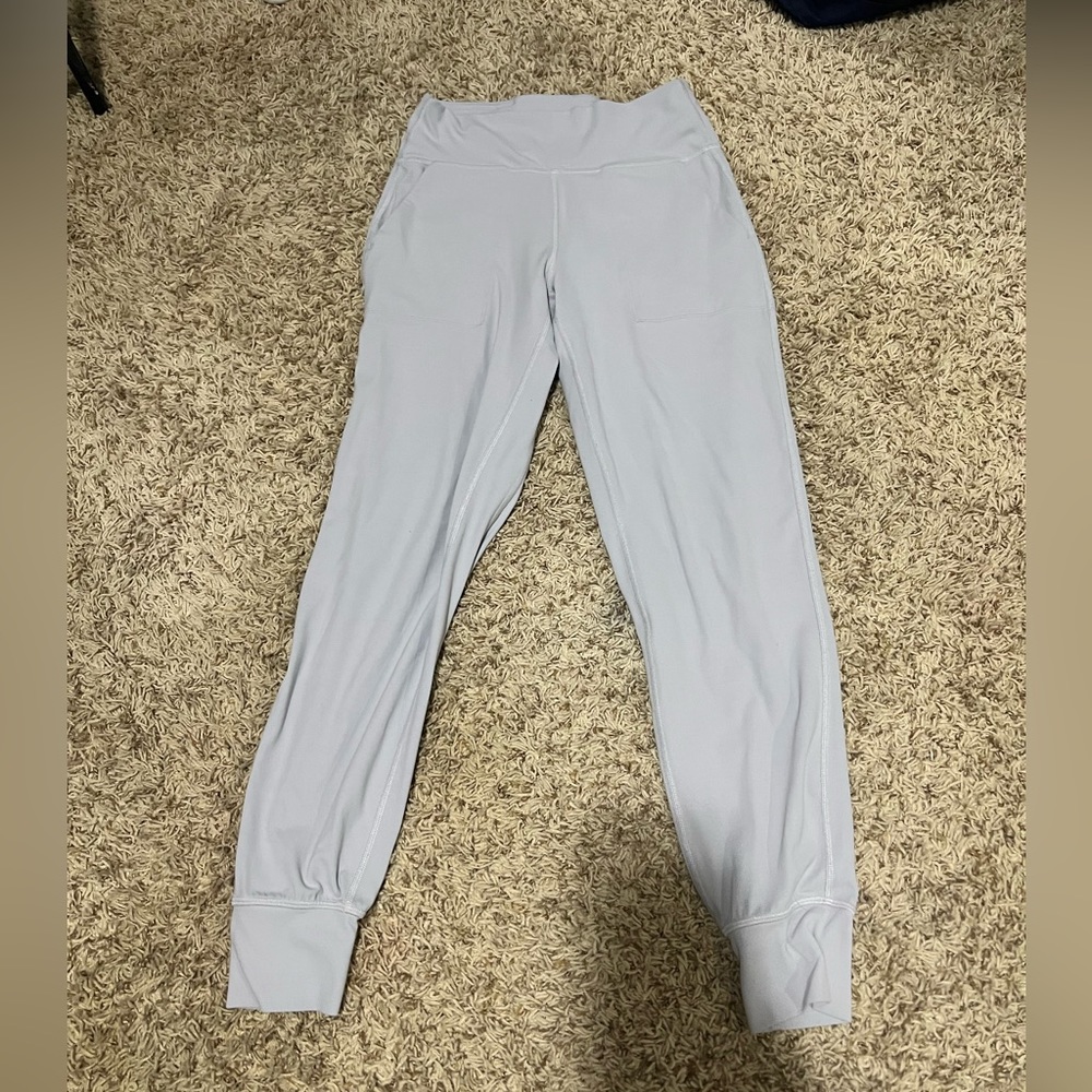 Lululemon joggers, white silvery color, size 6